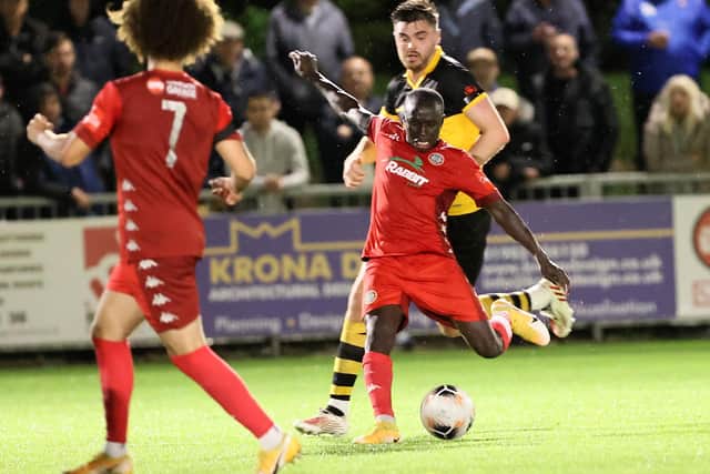 Mo Jammeh was the star man for Worthing v Cheshunt with two goals | Picture: Mike Gunn