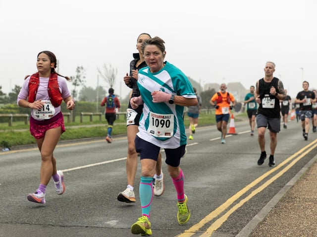 Medals, top 3s, sponsors and a variety from the course of this year's Eastbourne Half Marathon