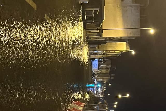 Flooding in Brighton Road, Shoreham. Photo taken by county councillor for Shoreham South, Kevin Boram, who 'spent 15 minutes stopping and warning traffic' until the police arrived.