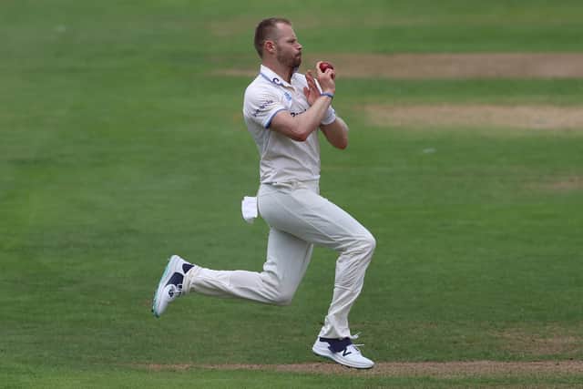 Nathan McAndrew of Sussex during day one of  the LV= Insurance County Championship Division 2 match between Glamorgan and Sussex at Sophia Gardens (Photo by Michael Steele/Getty Images)