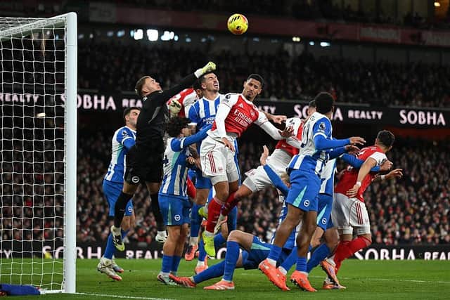 William Saliba and Lewis Dunk were both missing from their respective team's matchday squad as Brighton faced Arsenal on Wednesday, March 4. (Photo by Shaun Botterill/Getty Images)