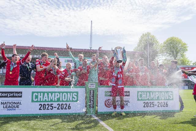 Worthing lift the National South trophy | Picture: Jay Wrighte