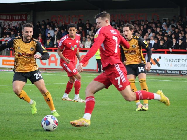 Action from Crawley Town's 2-1 win over Newport County. Picture by Cory Pickford