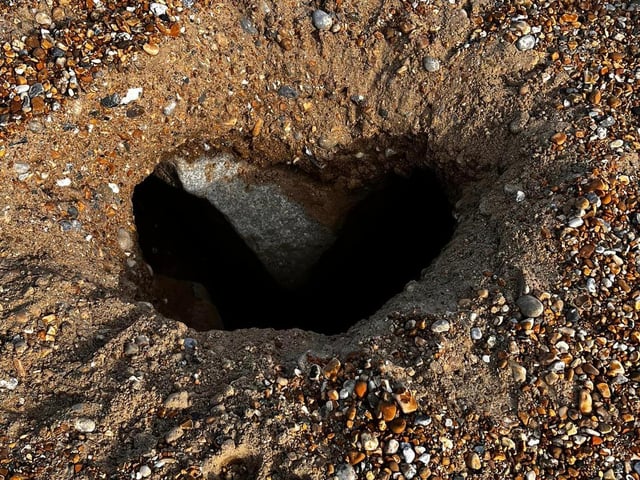 Sinkholes on Eastbourne beach