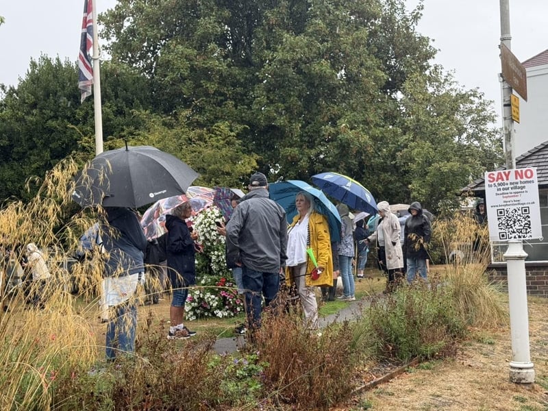Demonstrators on Hurstpierpoint village green. Picture: Tony Ramirez