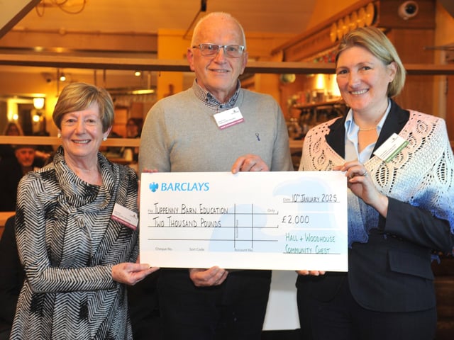 Tuppenny Barn Education with judge Susie Rees, receiving £2,000 towards salary costs for a social and therapeutic horticulture practitioner and supporting staff