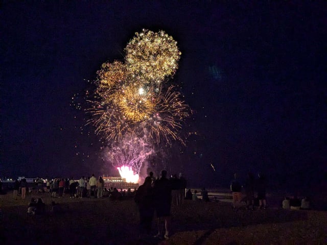 Worthing Lions Festival fireworks were launched from the end of Worthing Pier on July 27, 2024, to a crowd of hundreds on the beach and promenade