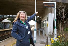 Show time: Southern Station Manager Charlotte Raeburn with one of Glynde's new information screens.
