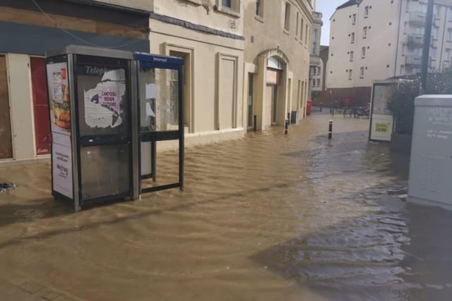 Hastings town centre flooded in October