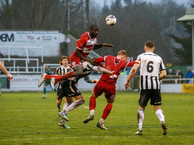 Action from Eastbourne Borough's visit to Bath City in National League South