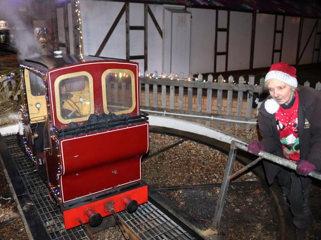 Hastings Miniature Railway Christmas light train. Photo by Kevin Boorman.