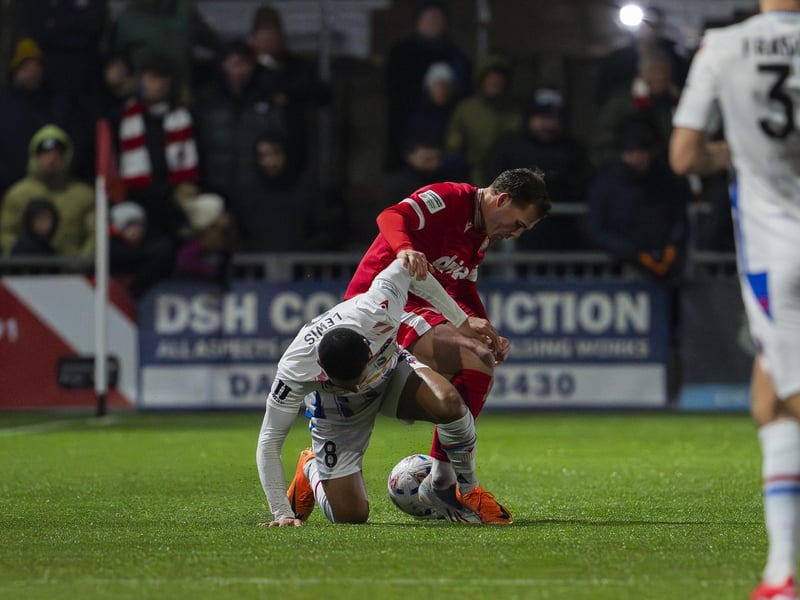 Joel Colbran (2 Worthing FC) makes a tackle during the match between Worthing FC and Dorking Wanderers in the Enterprise National League South at Sussex Transport Community Stadium : Worthing v Dorking Wanderers, National League South