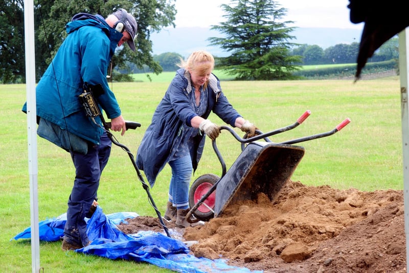 Annie Riley and Don Mountford uncovering history at Petworth Park in August 2015
