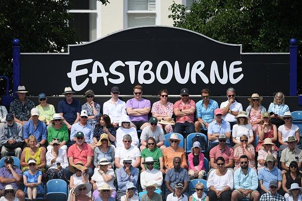 Fans look on from the grandstand during Day Three of the Rothesay International Eastbourne at Devonshire Park