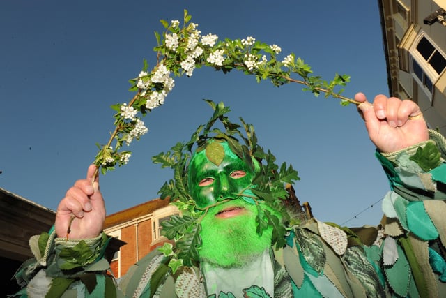 Sid Wakeham as the Green Man for the May Day dancing in Montague Street, Worthing, on May 1, 2009