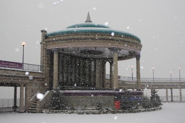 Snowfall at the Bandstand in December, 2010.
