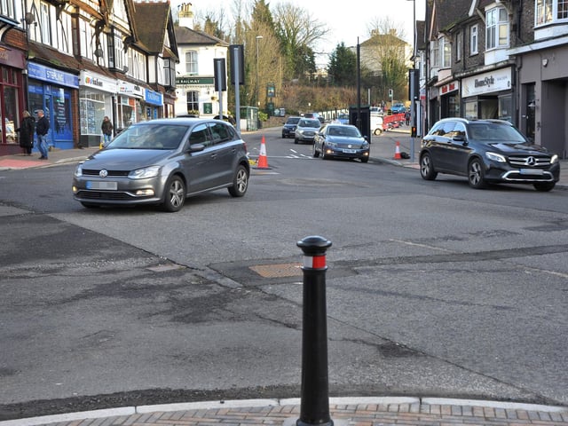New traffic lights at the junction of Station Road, Church Road and Mill Road in Burgess Hill