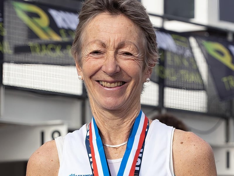 Helen Dean of Chichester Runners, winner of the veterans women's 70 age group