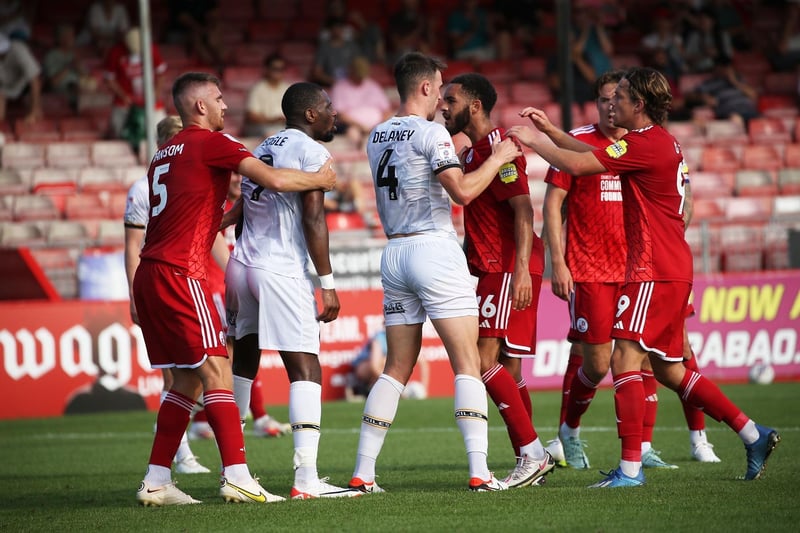 Action from Crawley Town v Newport County at the Broadfield Stadium. Picture: Natalie Mayhew