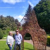 Mark & Rebecca Ford with their St Hubert's sculpture (contributed pic)