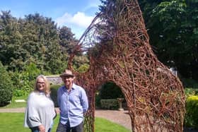 Mark & Rebecca Ford with their St Hubert's sculpture (contributed pic)