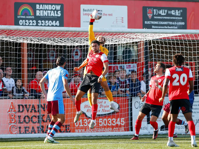 Action from Eastbourne Borough v Weymouth in the National League South:Eastbourne Borough v Weymouth