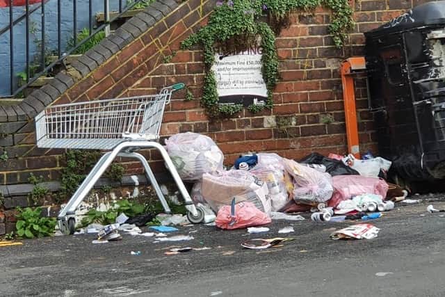 Flytipping in Stonefield Road in Hastings town centre