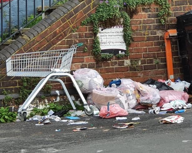 Flytipping in Stonefield Road in Hastings town centre