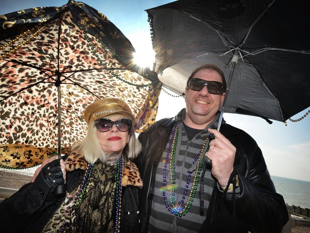 The Umbrella Parade on March 2 2025, which is part of Fat Tuesday. Photo taken at the start of the parade on St Leonards seafront.