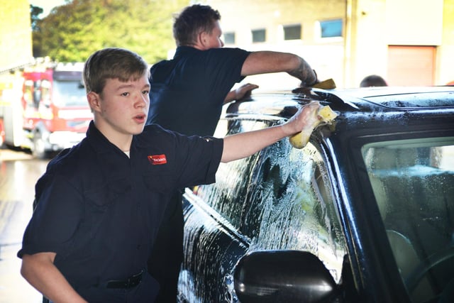 Charity car wash at Bexhill fire station on October 7 2023. The car wash was in aid of The Fire Fighters Charity and also for the Merryweather restoration project.