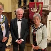 Bexhill Mayor Paul Wilson, conductor Kenneth Roberts and Rother Chair Vikki Cook.