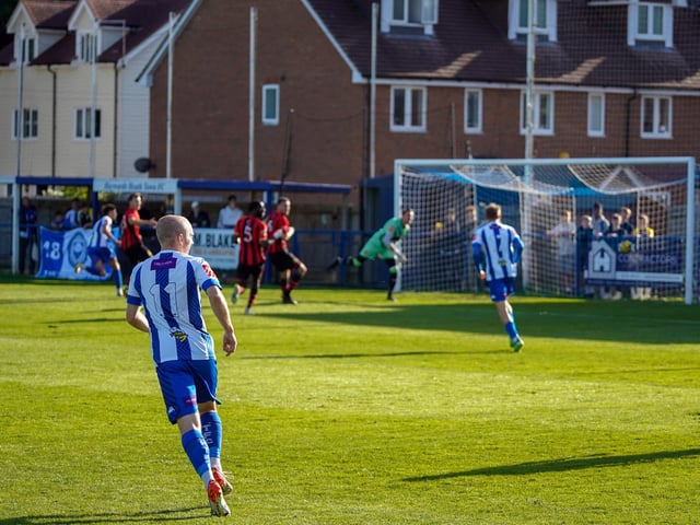 Action from the Haywards Heath Town v Sittingbourne clash in the Isthmian south east division