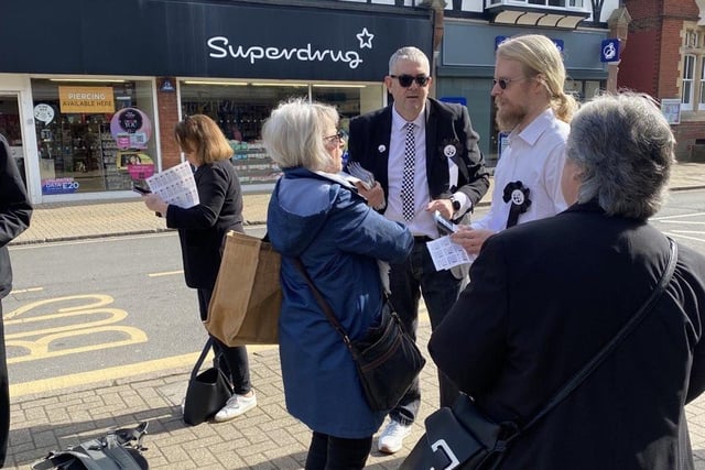 Representatives from Save Our Town were in Burgess Hill on Saturday, April 8