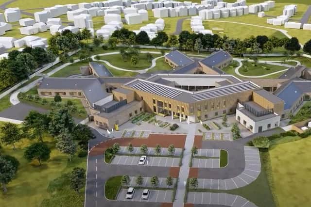 An aerial image of what the hospital will look like once building work is complete. Picture: Sussex Partnership NHS Foundation Trust/Kier Construction