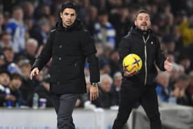 Mikel Arteta's Arsenal came out 4-2 winners after a thrilling Premier League match against Roberto De Zerbi's Brighton. (Photo by Stuart MacFarlane/Arsenal FC via Getty Images)