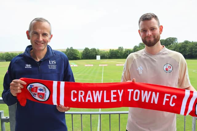 Head of sport at Sussex University Simon Tunley (left) and Crawley Town general manager Tom Allman