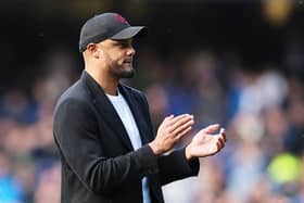 Vincent Kompany, Manager of Burnley, acknowledges the fans following the match against Everton last week