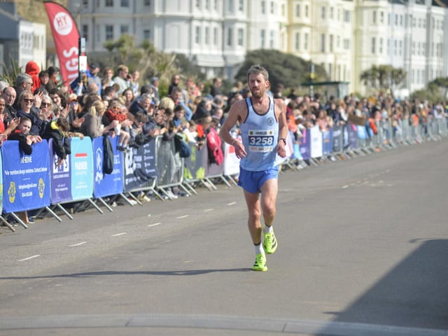Images from the finish area at the 2026 Hastings Half Marathon