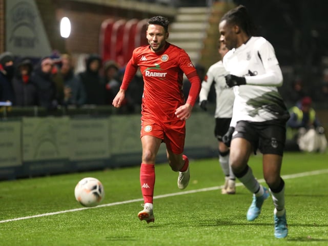 Action from Worthing's 3-1 home loss to Weymouth in National League South