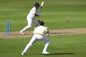Cheteshwar Pujara of Sussex plays to the offside during day two of the LV= Insurance County Championship Division 2 match between Gloucestershire and Sussex at Seat Unique Stadium (Photo by Michael Steele/Getty Images)