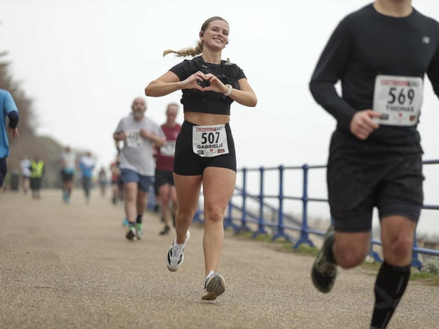 Medals, top 3s, sponsors and a variety from the course of this year's Eastbourne Half Marathon