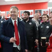 Crawley Town Manager Scott Lindsey seen in the dressing room after the match | Picture: James Boardman