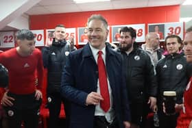 Crawley Town Manager Scott Lindsey seen in the dressing room after the match | Picture: James Boardman
