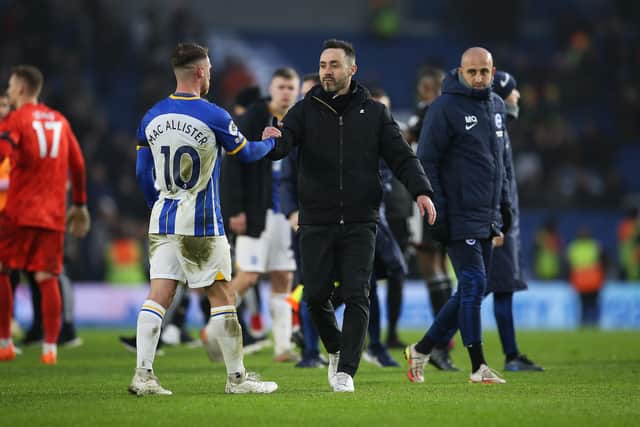 he Albion boss showed his ambitious nature when asked about the possibility of playing with the European elite. (Photo by Steve Bardens/Getty Images)