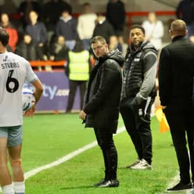 Crawley Town head coach Colin Kazim-Richards watches on during his side's 3-2 defeat to Shrewsbury Town at the Broadfield Stadium on Tuesday, October 20. Photo: Thomas Forbes