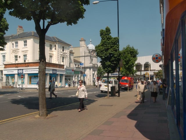 Cornfield Road towards Arndale Centre.