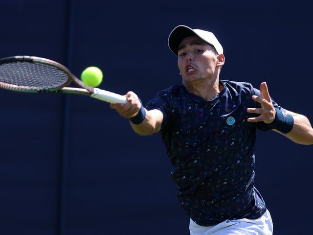 Charles Broom of Great in action during his mens singles qualifier against Francisco of Comesana of Argentina on day one of the Rothesay International Eastbourne at Devonshire Park (Photo by Charlie Crowhurst/Getty Images for LTA) : Qualifiers at Eastbourne's Rothesay International