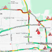 Delays illustrated on AA Traffic News.