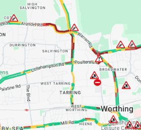 Delays illustrated on AA Traffic News.