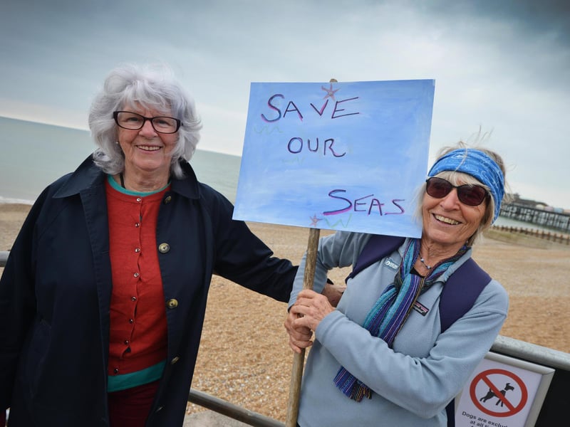Surfers Against Sewage Paddle-Out protest in Hastings on May 18 2024.